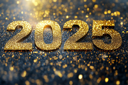 Happy New Year 2015 concept. Golden numbers on glitter background. 3D illustrationの素材
