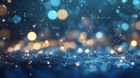 glitter vintage lights background. gold and blue. de-focusedの素材