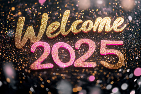 Welcome 2015 lettering on bokeh lights background - vintage filterの素材