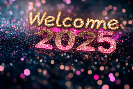 New year 2015 background. Happy New Year 2015 lettering on bokeh backgroundの素材