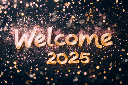 Welcome 2020 lettering on bokeh lights background - Vintage filterの素材