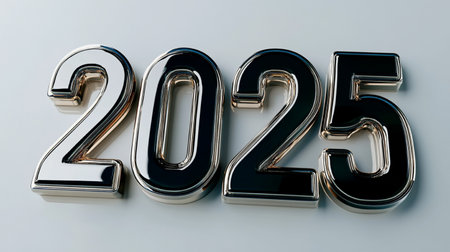 Happy New Year 2055 Text Design. 3D Render Illustration.の素材