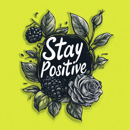 Blackberry and rose hand drawn vector illustration. Lettering composition.の素材