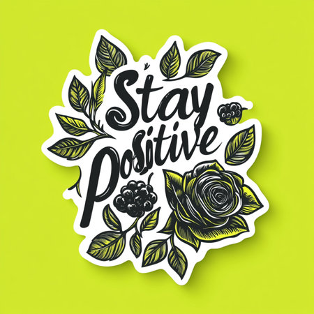 Stay positive lettering. Inspirational quote. Hand drawn vector illustration.の素材