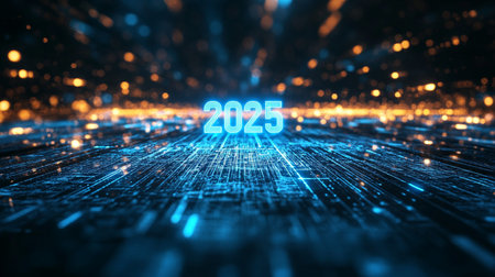2021 New Year background. Futuristic technology style. 3d renderingの素材