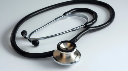 Stethoscope on white background. Health care and medical concept.の素材