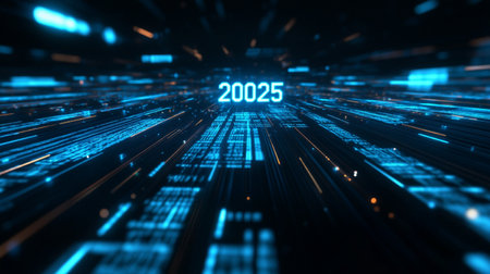 Futuristic technology background with binary code. The concept of the new year 2020.の素材