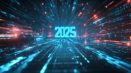 New year 2013 technology abstract background with binary code. 3D Renderingの素材