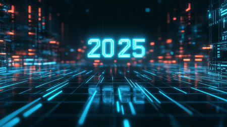 3D rendering of a new year 2015 on a futuristic background.の素材