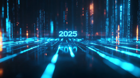 Futuristic future technology abstract background with binary code. 3D Renderingの素材