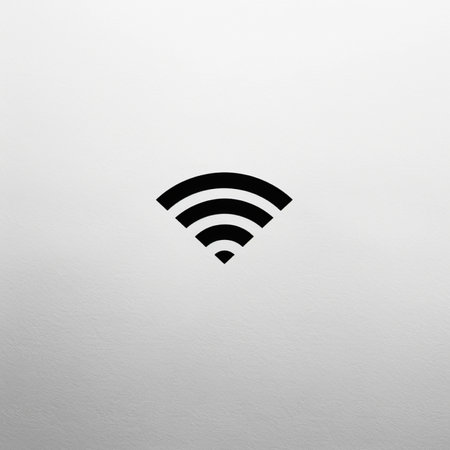 WiFi icon on the wall. Internet connection concept. White backgroundの素材