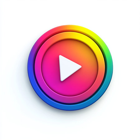 Play button icon on a white background. 3d render illustration.の素材