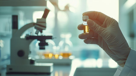 Scientist working with microscope in laboratory, science research and development conceptの素材