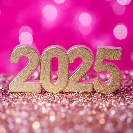 Number of the year 2015 on a pink background. New Year.の素材