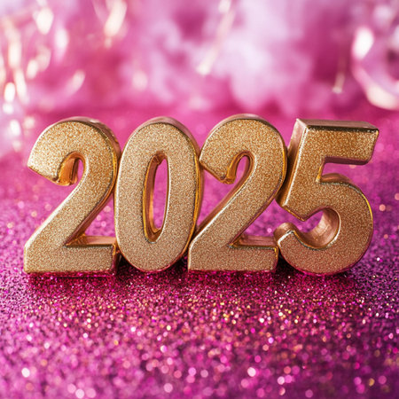 New Year's card with the number of the year 2015 on a purple backgroundの素材