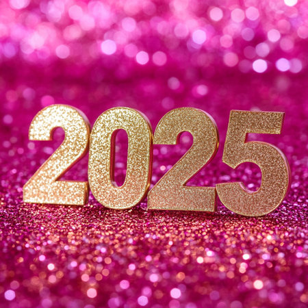a pink glitter background. Happy New Year.の素材