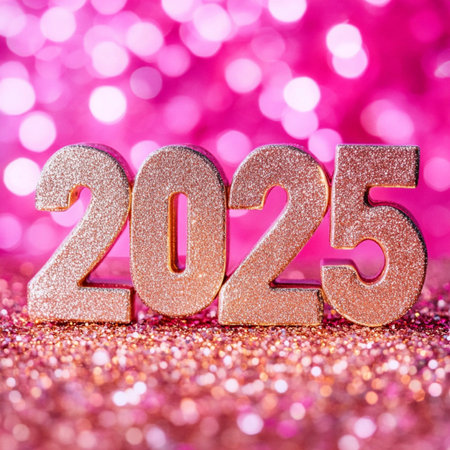 pink bokeh background. New Year conceptの素材