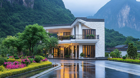 Luxury villa in Guilin, China.の素材