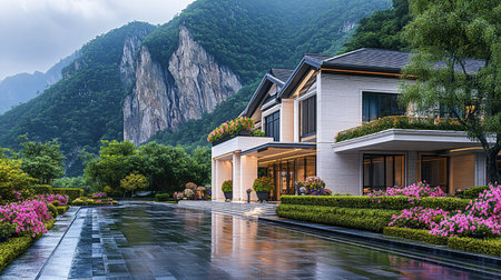 Chinese luxury villa in the mountains, close to Guilin, Chinaの素材