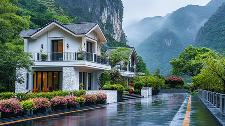 Beautiful villas in Guilin, China.の素材