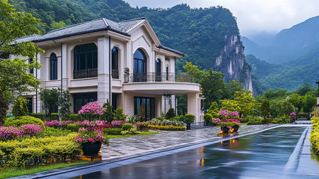 Guilin landscape architecture. Guilin is a city in Guangxi Province, China.の素材