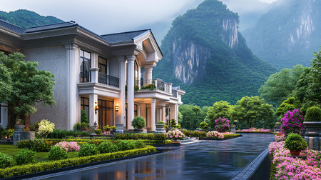 Beautiful villa in Guilin, China.の素材