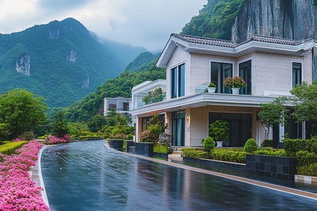 Luxury villa on the hill in Hong Kong, Chinaの素材