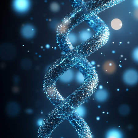 DNA molecule on a blue background. 3d rendering toned imageの素材