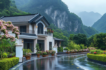 Luxury villas in the middle of green mountains in Vietnamの素材