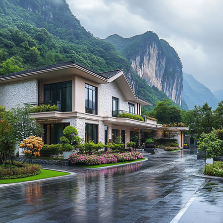 Beautiful modern house in Guilin, China.の素材