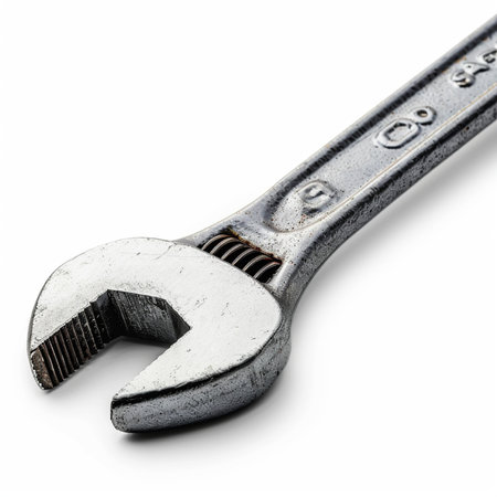 Adjustable wrench isolated on a white background. Close-up.の素材
