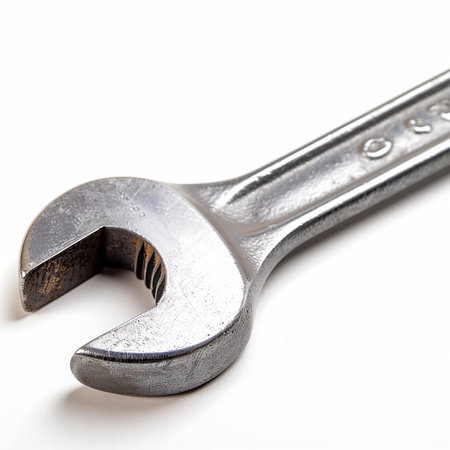 Spanner isolated on a white background. Close-up.の素材