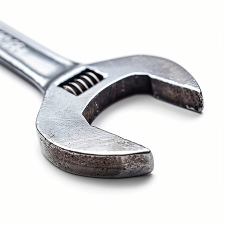 Adjustable spanner isolated on white background. Clipping path included.の素材