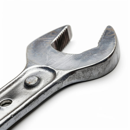 Adjustable spanner isolated on white background. Close-up.の素材