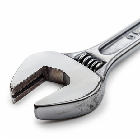 Adjustable spanner isolated on white background. Clipping path included.の素材