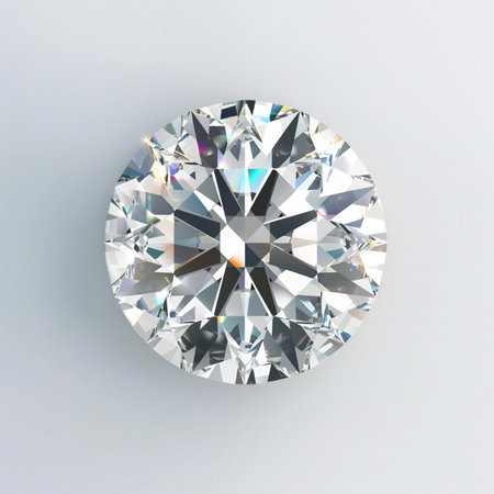 Beautiful diamond on a white background. 3d rendering. Computer digital drawing.の素材