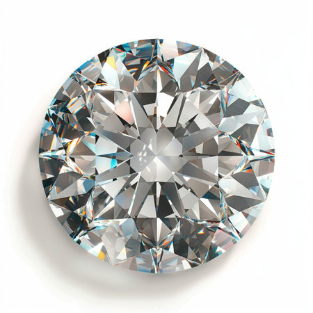 Round diamond on a white background. 3d rendering, 3d illustration.の素材