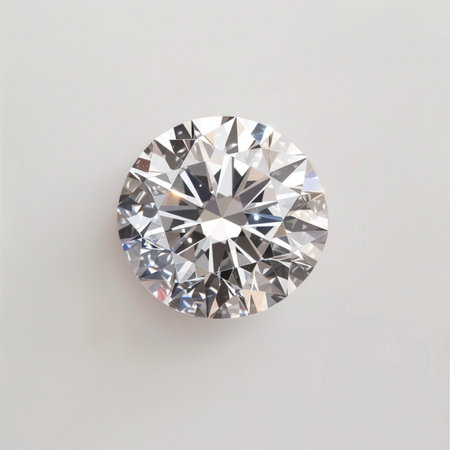 Diamond on the white background. Jewelry background. Top view.の素材