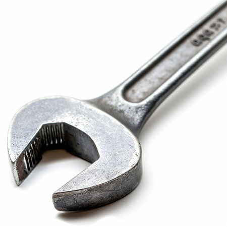 Wrench isolated on a white background. Close-up image.の素材