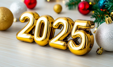 New Year concept. Gold numbers 2020 on the background of Christmas tree.の素材