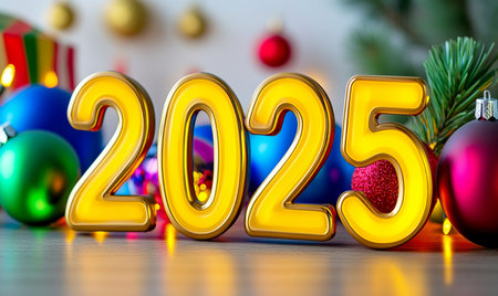 Happy New Year 2015. 3D illustration. Festive background.の素材