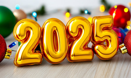 Happy New Year 2015. Golden numbers on bokeh background.の素材