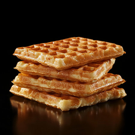 waffles on a black background, close-up, vertical photoの素材