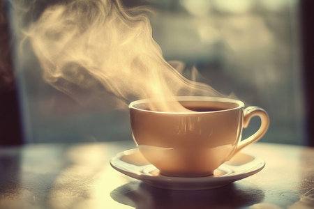 Coffee cup in coffee shop - vintage effect style pictures.の素材