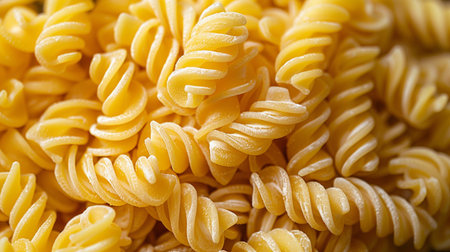close up of uncooked italian pasta fusilli, food backgroundの素材