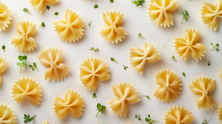 Different types of pasta on white background, top view. Dry pastaの素材