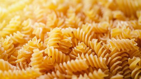 close up of uncooked fusilli pasta, italian foodの素材