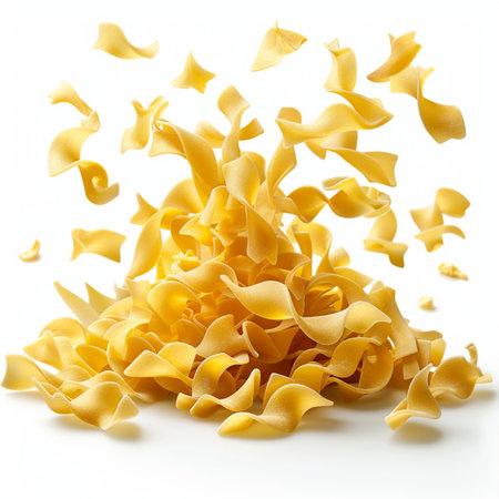 close up of  a dry italian pasta  on white backgroundの素材