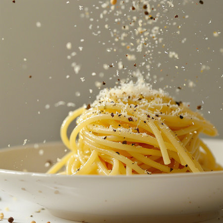 Spaghetti with Parmesan and Sesame Seeds, Italian Cuisineの素材