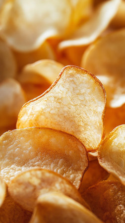 close up of potato chips background. shallow depth of field. macroの素材